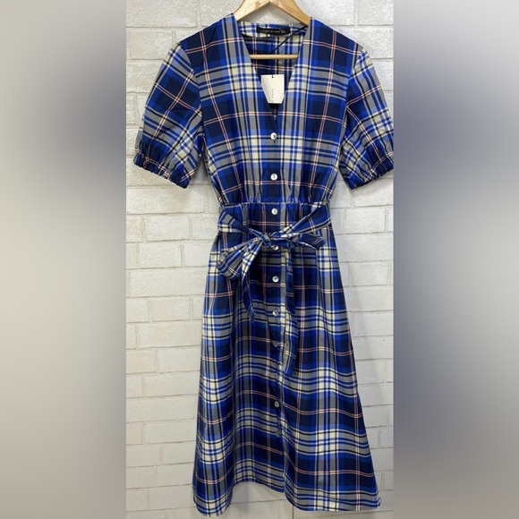 NEW ZARA CHECKERED PRINT DRESS - Picture 3 of 7